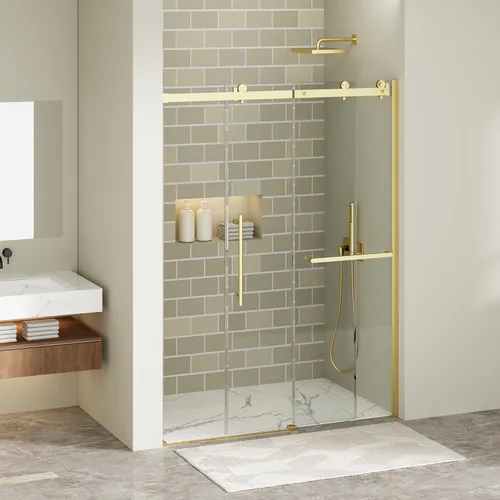 Findepot 44-48" W x 75" H Frameless Sliding Shower Door, Shower Glass Door with 1/4" Thick Tempered Glass, Explosion-Proof Film, Easy to Clean,