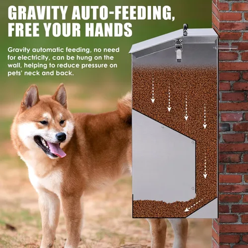 Miniatura 3 de Comedero automático para perros de raza grande, dispensador automático de alimentos para perros de 25 libras, de acero inoxidable de gran capacidad