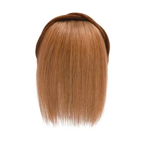 Miniatura 4 de viviaBella Diadema de trenza trenzada de 10 pulgadas para mujer, extensiones de cabello humano con clip y flequillo (rojo cobre)