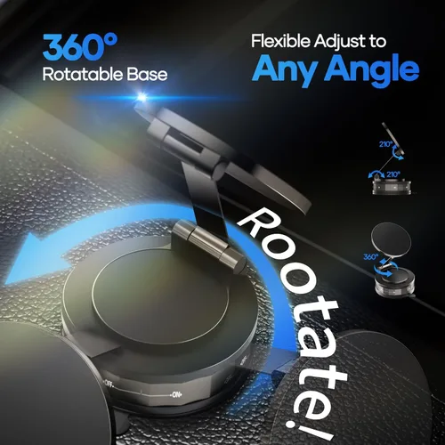 Miniatura 5 de Soporte magnético de teléfono para automóvil Magsafe, giratorio en 360°, ventosa de vacío de 70+libras con nano gel incorporado, soporte magnético