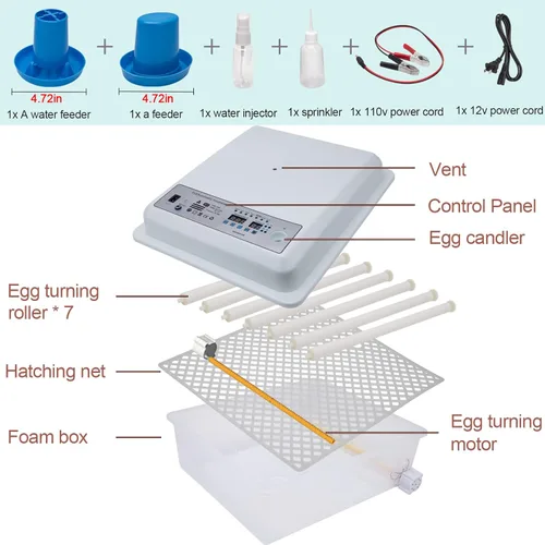 Miniatura 7 de Incubadoras para incubar huevos, incubadora de huevos con giro automático de huevos y control de humedad, incubadora de huevos para huevos