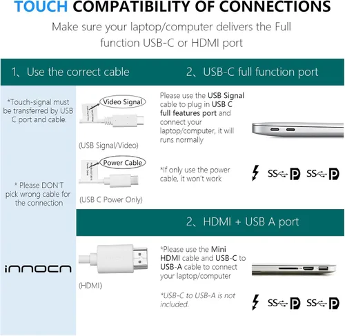 Miniatura 4 de INNOCN Monitor portátil para computadora portátil, pantalla táctil de 15.6 pulgadas, 1080P, HDMI, USB C, pantalla externa de computadora, ultra