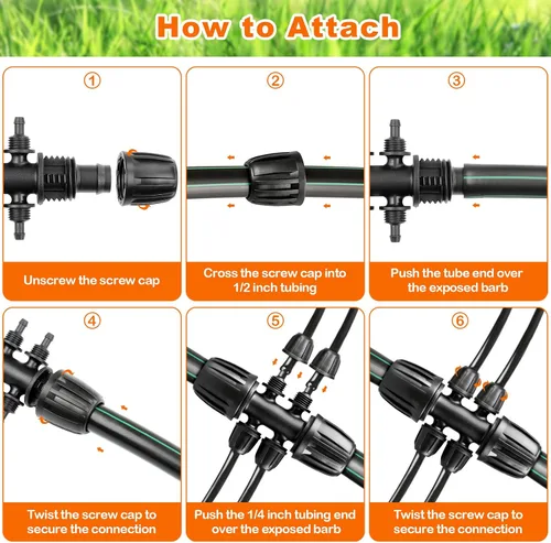 Miniatura 7 de 12 piezas de accesorios de riego por goteo para tubo de 1/2 pulgada a 1/4 pulgadas, camiseta reductora de tubería de 1/2 a 1/4 pulgadas, línea