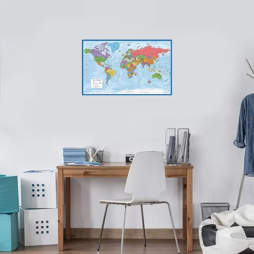 Miniatura 8 de Juego de póster laminado de mapa del mundo y mapa de EE. UU., 18 x 29 pulgadas, gráficos de pared del mundo y Estados Unidos, fabricado