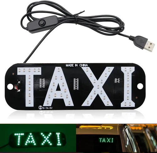 Miniatura 10 de Luz de señal de taxi botón de encendido/apagado USB, letrero LED brillante para taxi, colocación de ventana de ventosa para taxi automóvil (azul)
