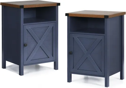 Miniatura 11 de Mesa Auxiliar de Granja, Mesa Lateral, Mesita de Noche, Mesa Auxiliar con Puerta de Granero y Estante, Mesita de Noche Moderna y Rústica para Natural