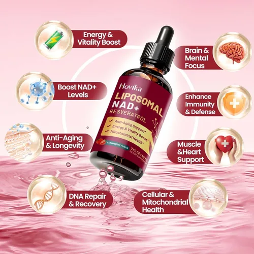 Miniatura 3 de Paquete de 2 Suplemento Liposomal NAD - 1200mg Gotas Líquidas NAD+ para Mujeres y Hombres con Resveratrol, Extracto de Pimienta Negra - Apoya