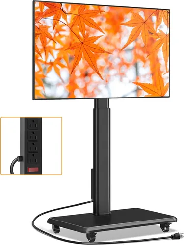 Miniatura 13 de TVON Soporte de TV móvil para televisores de 32 a 70 pulgadas, elegante soporte de TV de piso con ruedas, carro de TV móvil con 9 niveles de ajuste