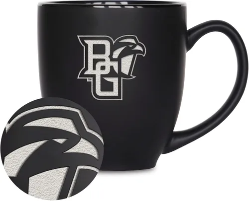 Miniatura 402 de Rico Industries - Taza de cerámica mate negra con grabado láser estándar de 15oz para NCAA (escuelas T & U) - Para bebidas calientes o frías