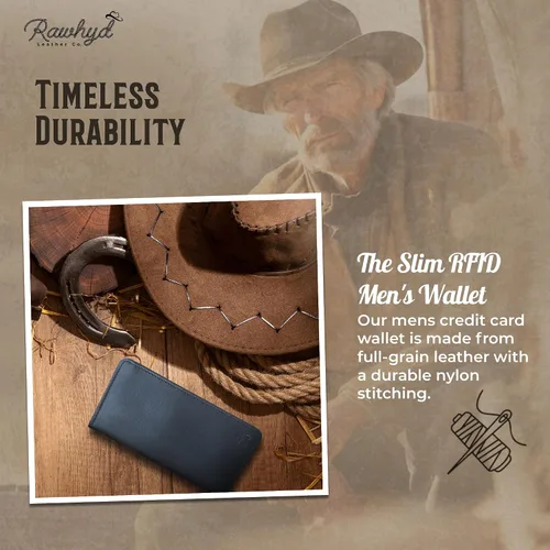 Miniatura 7 de RAW HYD - Cartera larga de cuero para hombres Funda de chequera doble un gran regalo para hombres