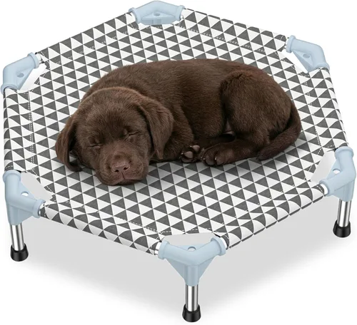 Miniatura 11 de Kuntrust Cama Elevada para Perros de Exterior Actualizada Catre para Mascotas Elevado Cama Refrescante para Cachorros Cama Elevada para Perros