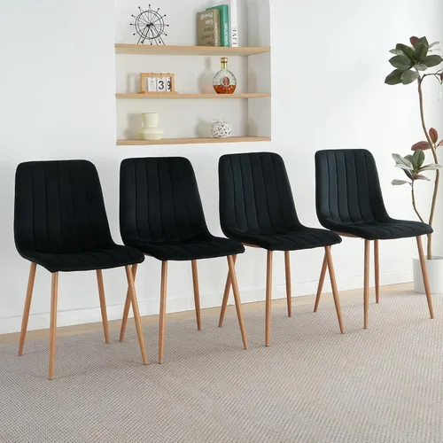 Miniatura 8 de Juego de 4 sillas de comedor, juego de 4 sillas de comedor de terciopelo moderno, juego de 4 sillas de cocina con asiento acolchado tapizado y patas