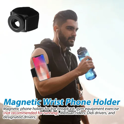 Miniatura 3 de Soporte magnético para teléfono para correr para iPhone, brazalete giratorio de 360°, fuerte adaptabilidad, entrenamiento, ciclismo, deportes