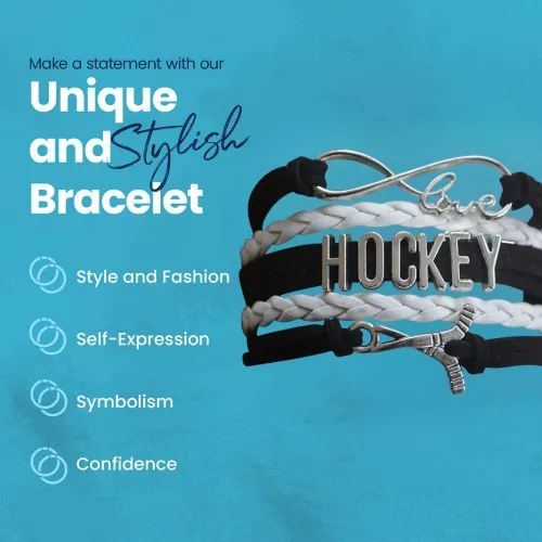 Miniatura 3 de Pulsera con dije de hockey, joyería de hockey sobre hielo, pulsera de hockey con amor infinito, regalo para ella