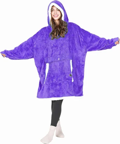 Miniatura 7 de Tirrinia Sudadera Manta de Gran Tamaño con Capucha, Mantas Sherpa Esponjosas Vestibles, Manta Sudadera Reversible y Acogedora, Regalo para Adultos #