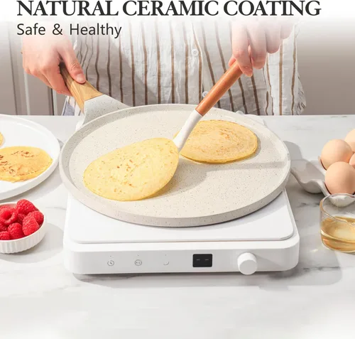 Miniatura 2 de SENSARTE - Sartén antiadherente con esparcidor, revestimiento Dosa, plana, 12 pulgadas con recubrimiento cerámico natural, con mango que se mantiene