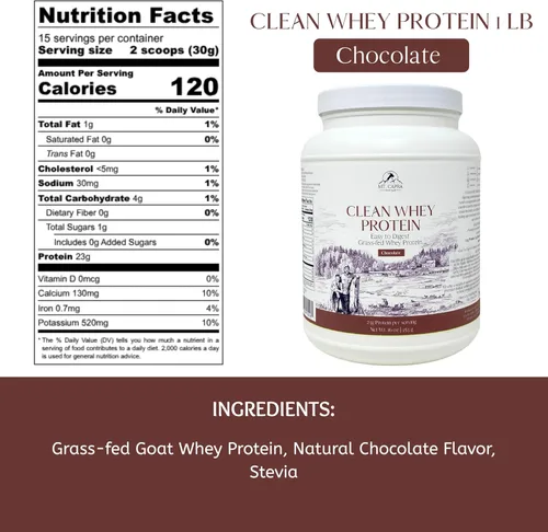 Miniatura 2 de Mt. Capra Clean Whey Protein Proteína de suero de cabra sin desnaturalizar alimentada con pasto 0.81 oz de proteína por porción, totalmente