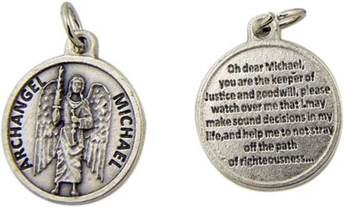 Miniatura 4 de Medalla de santos católicos con base de alpaca, con colgante que contiene una oración de protección, 3/4 de pulgada