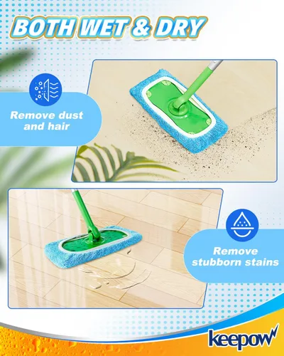 Miniatura 4 de KEEPOW Paños de barrido en seco reutilizables de microfibra compatibles con trapeador Swiffer, almohadillas lavables a máquina para trapeador