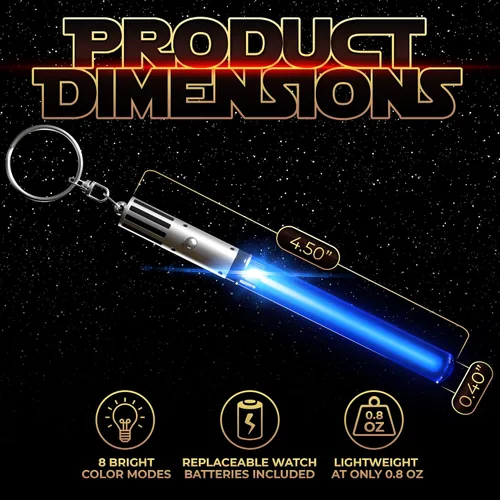 Miniatura 3 de LIGHTSABER - Llavero con luz LED, sable de luz brillante, 8 modos de cambio de color, 3 llaveros incluidos