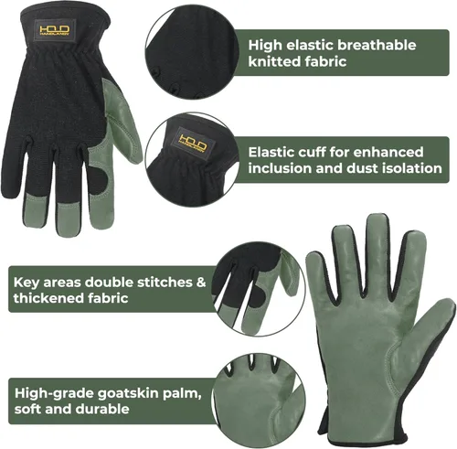 Miniatura 2 de HANDLANDY HLDD Men Leather Gardening Gloves, Utility Work Gloves for Gardening, Yardwork, Construction, Mechanics