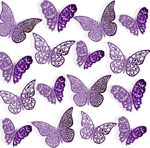 Miniatura 11 de 72 calcomanías 3D de mariposa para pared, decoración de pared, 3 tamaños, para habitación, hogar, guardería, aula, oficina, dormitorio, baño, sala