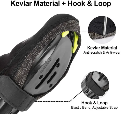 Miniatura 3 de ROCKBROS Fundas para Zapatos de Ciclismo Cubrepunteras de Bicicleta Calentadores de Dedos de Invierno Cubrecalzado de Ciclismo Protectores Kevlar