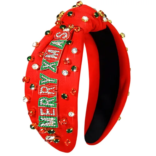 Miniatura 17 de mokkia Diadema de Navidad para Mujeres Accesorios de Navidad Lazo de Navidad Reno Copo de Nieve Diadema Rojo Verde Joyería con Perlas y Pedrería