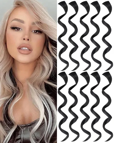 10 extensiones de cabello sintético rizado y ondulado negro con clip, reflejos de fiesta de neón arcoíris, accesorios de cabello coloridos para