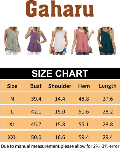 Miniatura 6 de Gaharu Blusa casual sin mangas para mujer, de doble capa, estilo casual, con vuelo