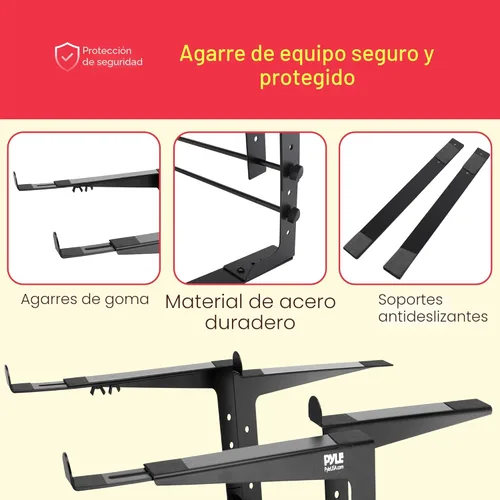 Miniatura 4 de Pyle PLPTS38 dispositivo universal dual de soporte para portátil, equipos de sonido estación de trabajo para mezclado de DJs