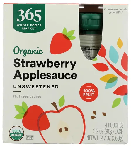 365 by Whole Foods Market, Puré de manzana fresa, 3.2 onzas, paquete de 4