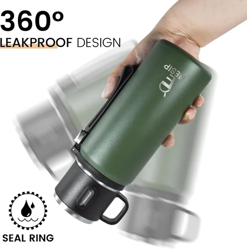 Miniatura 5 de Botella aislada de acero inoxidable, 27 onzas con taza, botella de agua aislada al vacío, termo para bebidas calientes/bebidas frías, viaje con Verde