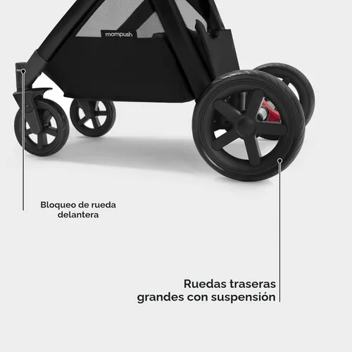 Miniatura 7 de Mompush cochecito estándar de tamaño completo, plegable en un solo paso, asiento con orientación delantera o trasera para niños, cesta de fácil Negro
