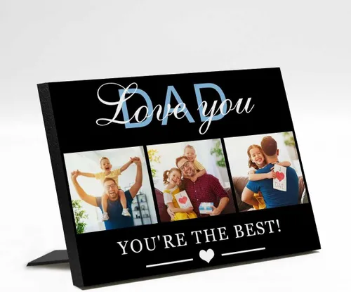 Miniatura 13 de InterestPrint Panel de fotos personalizado para papá y nombre para exhibición de mesa, mejor papá estrella, 6 fotos, marco de fotos personalizado