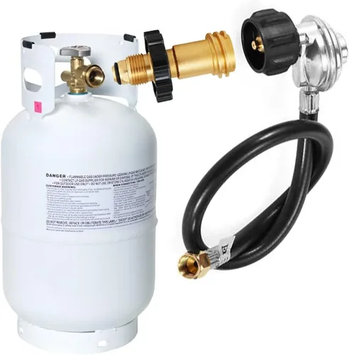 Miniatura 4 de Uenede Adaptador de tanque de propano de latón con llave que convierte la válvula de servicio del tanque POL LP en manguera QCC1/Type1 o Regualtor