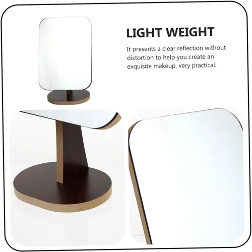 Miniatura 3 de FOMIYES Mesa de maquillaje portátil Espejo giratorio Vanidad de escritorio Espejo cosmético simple de madera