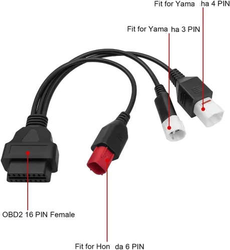 Miniatura 5 de Adaptador de diagnóstico de 3 pines 4 pines 6 pines OBD2 3 en 1 Motorrad OBD Cable compatible para Yamaha Honda motocicleta Euro5 Guzzi Kawasaki