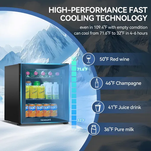 Miniatura 4 de Refrigerador de Bebidas, Mini Refrigerador, Independiente, 1.6 Pies Cúbicos se Enfría Hasta 32 ℉, Acero Inoxidable, Pantalla Táctil LED Control
