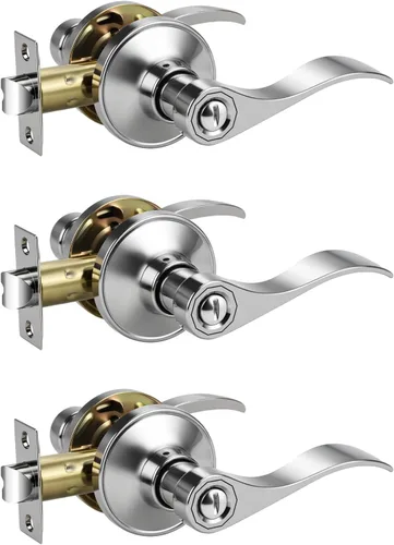 Miniatura 15 de KNOBWELL - Paquete de 2 pomos de puerta de bronce, manijas interiores para puerta de dormitorio y baño, manija de puerta de privacidad sin llave