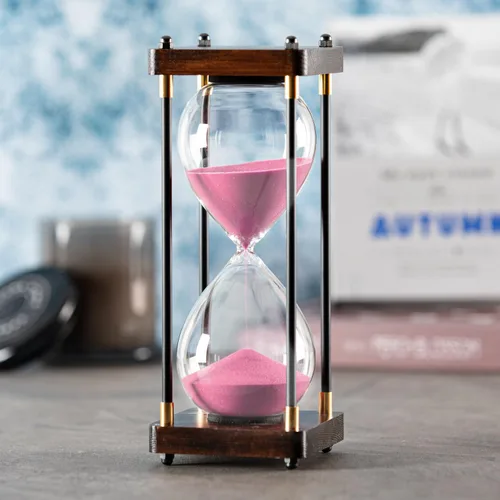 Miniatura 5 de Reloj de Arena Grande de 60 Minutos, Temporizador de Arena de Madera Decorativo con Arena Negra, Reloj de Arena de 1 Hora Negro arena