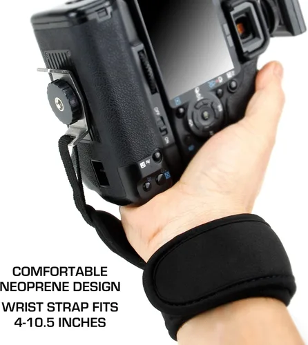 Miniatura 5 de USA Gear Cámara profesional con manija y correa de mano con diseño de neopreno acolchada y placa de metal. Compatible con Canon, Fujifilm, Nikon