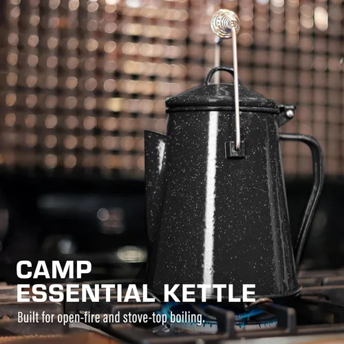 Miniatura 6 de COLETTI Hervidor clásico de camping de 60 onzas, tetera de té y campamento, sin aluminio ni plástico, ideal para hervir agua [esmalte negro]