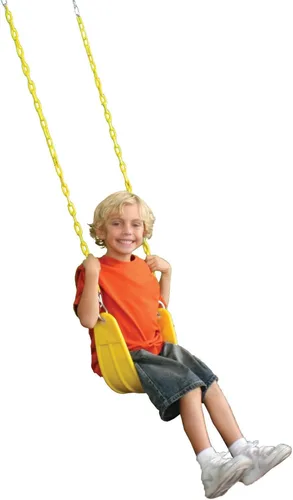 Miniatura 2 de Swing-N-Slide WS 4772 - Juego de asiento de columpio de alta resistencia para exteriores con cadenas revestidas y eslabones rápidos, color amarillo