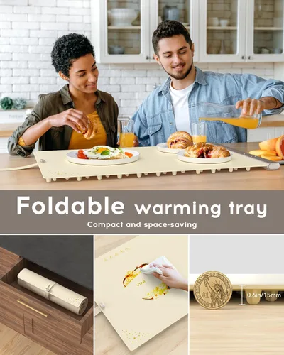 Miniatura 3 de VTAR Alfombra de Calentamiento de Alimentos Eléctrica para Bandeja de Servir en Buffet de Fiesta, Calentamiento de Doble Zona con Control