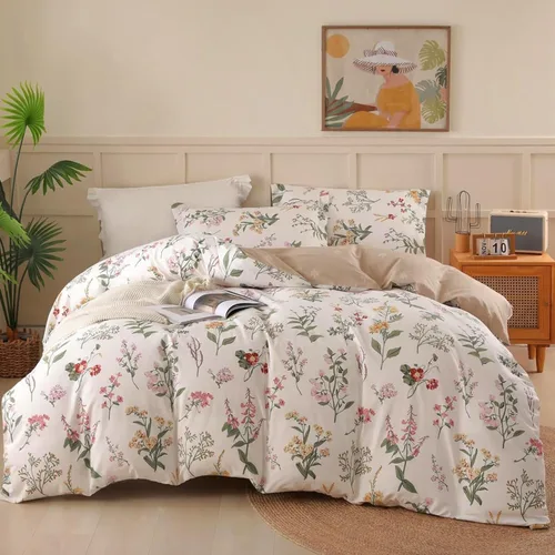 Miniatura 43 de OAITE - Juego de funda de edredón de 100% algodón con patrón de hojas, juego de ropa de cama suave que incluye 3 piezas