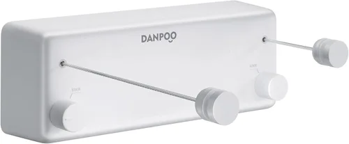 Danpoo Tendedero retráctil, línea de ropa de acero inoxidable de 2 x 13.8 pies para interiores y exteriores, secado de ropa montado en la pared con
