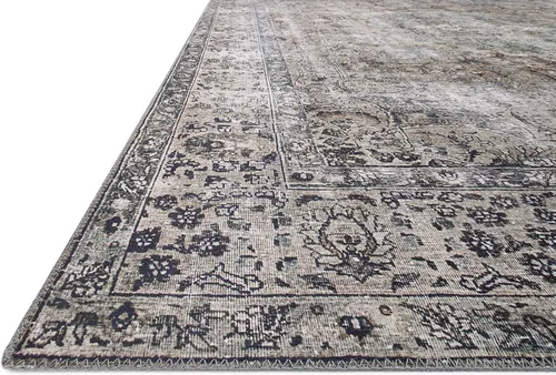 Miniatura 4 de Loloi - Tapete decorativo de pelo corto sala de estar, suave duradero, colección Layla, estampado envejecido retro, no desprende pelo, fácil Gris