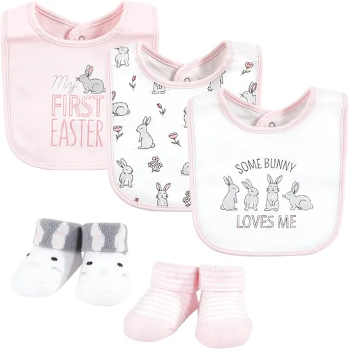 Miniatura 237 de Hudson Baby Conjunto de babero y calcetines unisex de algodón para bebé