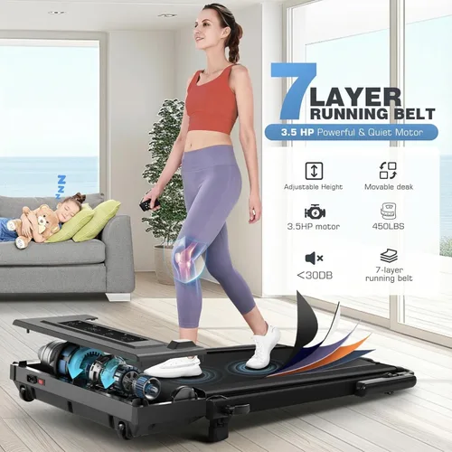 Miniatura 4 de Walking Pad Treadmill Desk with Handle Bar&Adjustable Height, 3.5HP Ultra-Quiet Under Desk Treadmill, 15% Incline, 7.5 MPH Speed, 450 LBS Capacity